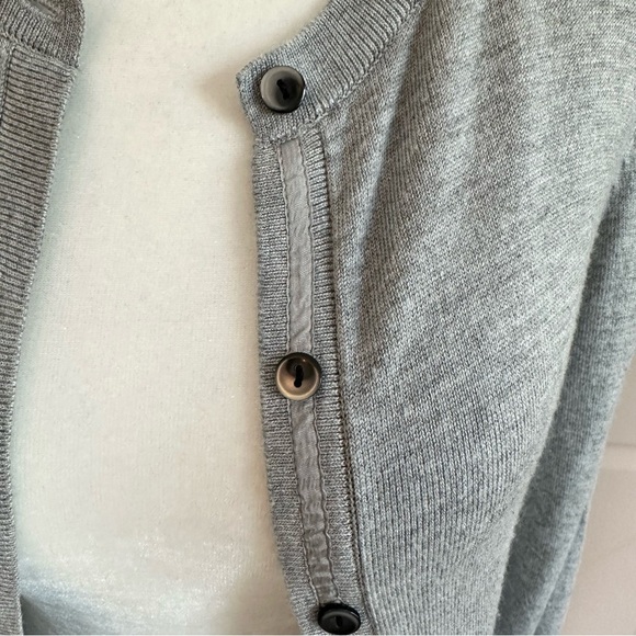Halogen Light Gray Cropped Sleeve Cardigan Sweater - Picture 2 of 6